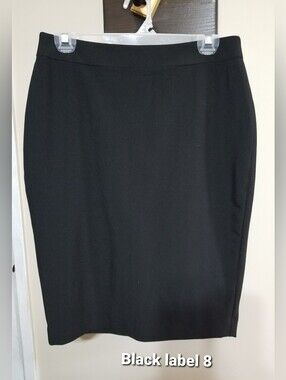 Black Label Skirt 8 Pencil Form-Fit Elegant Luxury Office Knee Formal Black